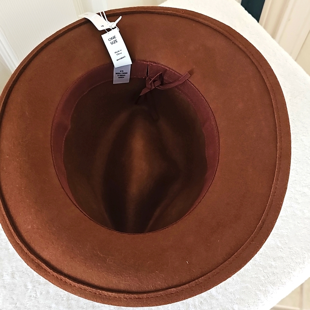 NWT Nordstrom Wool Felt Panama Hat with Brown Belt/Gold Accent. One Size - Picture 10 of 14